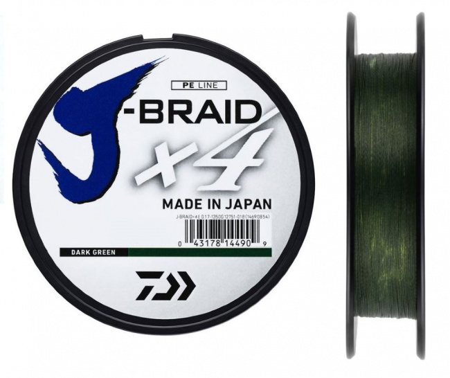 Плетеный шнур J-Braid X4 135м (10.2кг) 0,19мм green