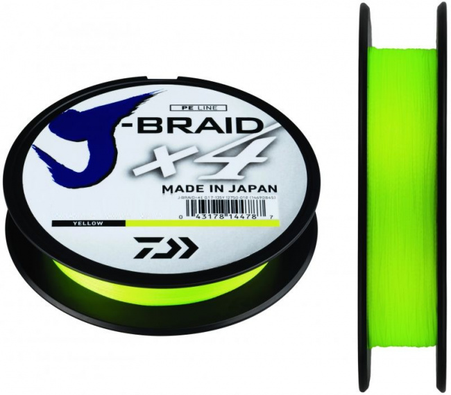 Плетеный шнур J-Braid X4 135м (8,4кг) 0,17мм fluo yellow - фото