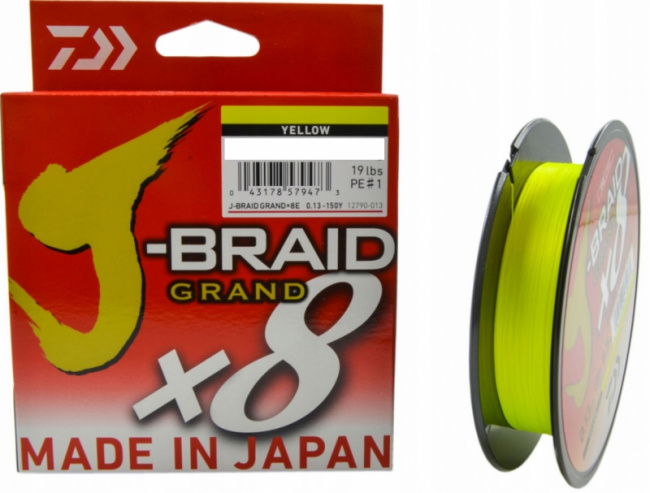 Плетеный шнур J-Braid Grand X8 135м (10кг) 0,16мм yellow - фото2