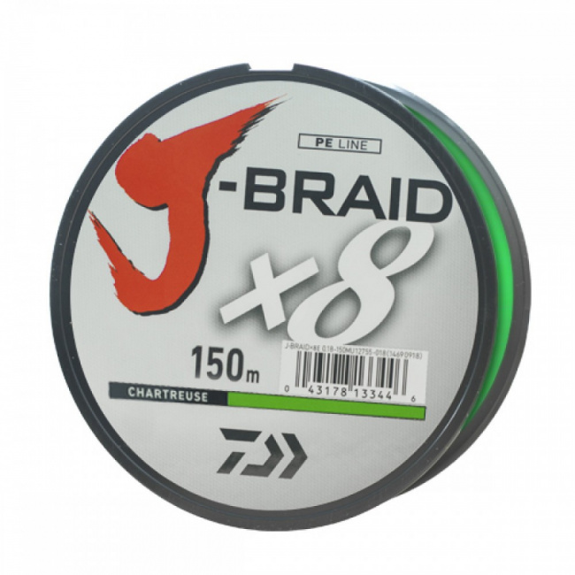 Плетеный шнур J-Braid X8 150м (8кг) 0,13мм