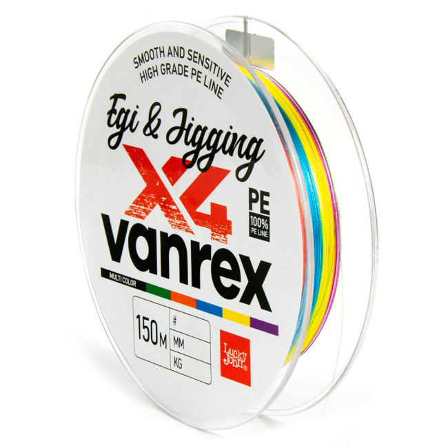 Lucky John Vanrex Egi & Jigging х4 BRAID Multi Color 150м 0,10мм - фото