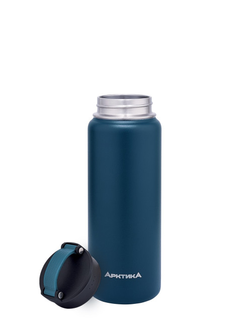 Термос-бутылка для активного образа жизни, объем 530 мл. Эластичная ручка для удобной переноски. Яркий цвет, текстурное покрытие дополнительно защищает корпус от царапин. (тёмный аквамарин) - фото2