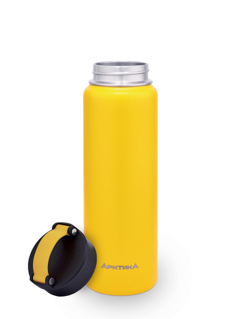 Термос-бутылка для активного образа жизни, объем 0,7 л. Эластичная ручка для удобной переноски. Яркий цвет, текстурное покрытие дополнительно защищает корпус от царапин. (желтый) - фото2