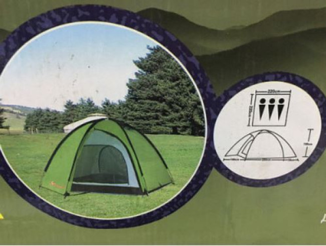 Палатка туристическая трёхместная (Д (220+100+100)×Ш220×В155) - фото2