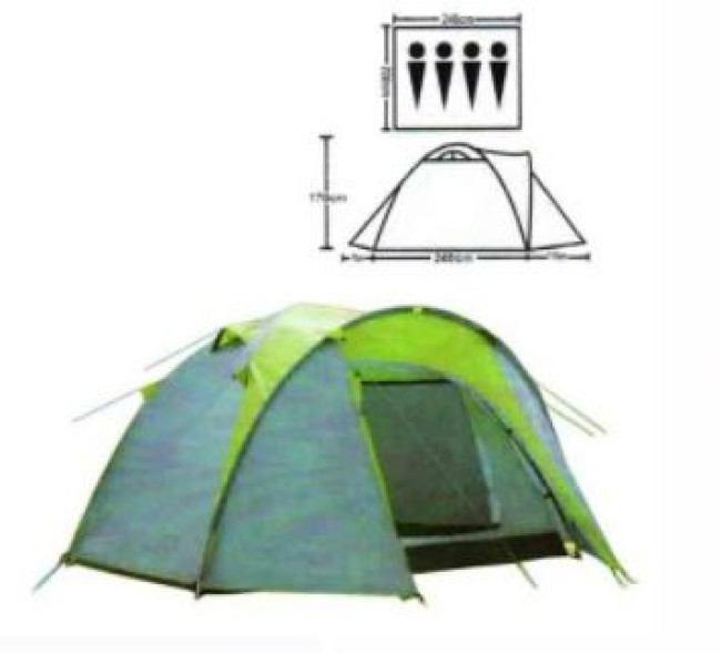 Палатка туристическая четырехместная (Д (240+70+110)×Ш220×В170) - фото2