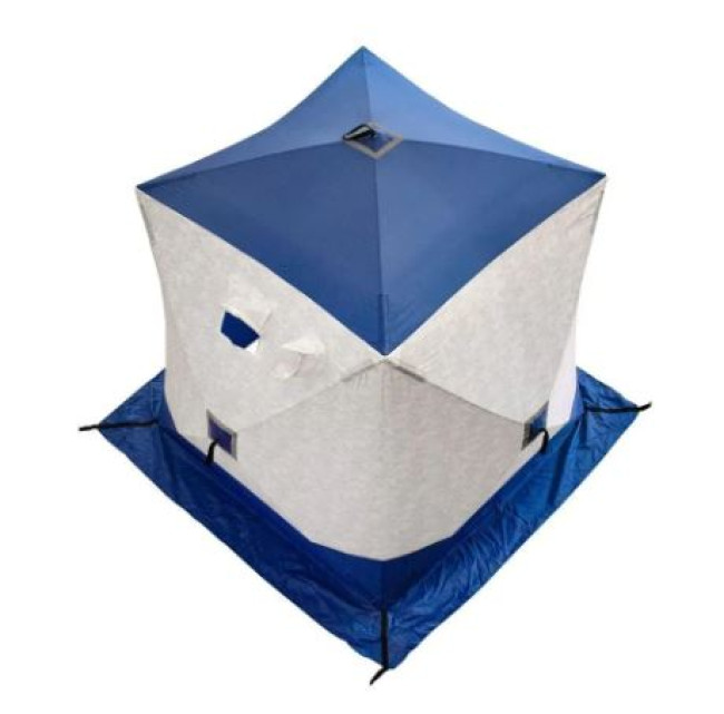Палатка зимняя куб СЛЕДОПЫТ 1,5 х1,5 м,Oxford 210D PU 1000,S по полу 2,2 кв.м,цв.синий/белый с принт - фото4