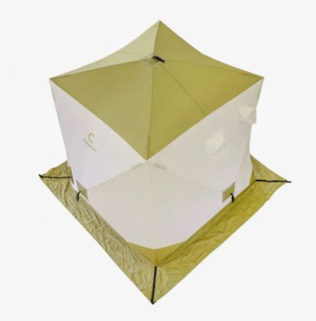Палатка зимняя куб СЛЕДОПЫТ 1,8 х1,8 м, Oxford 210D PU 1000, S по полу 3,2  кв.м, цв. оливковый/бел - фото5