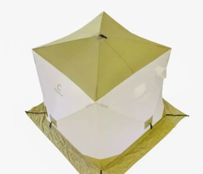 Палатка зимняя куб СЛЕДОПЫТ 2,1 х2,1 м, Oxford 210D PU 1000, S по полу 4,4 кв.м, цв. оливковый/белый - фото4