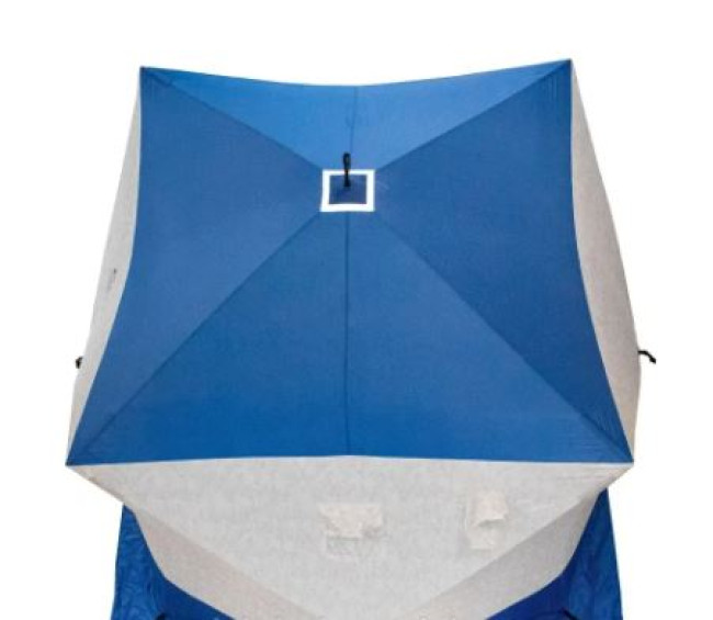Палатка зимняя куб СЛЕДОПЫТ 2,1 х2,1 м,Oxford 210D PU 1000,S по полу 4,4 кв.м,цв.синий/белый с принт - фото5