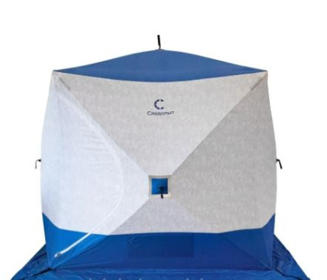 Палатка зимняя куб СЛЕДОПЫТ 2,1 х2,1 м,Oxford 210D PU 1000,S по полу 4,4 кв.м,цв.синий/белый с принт - фото3