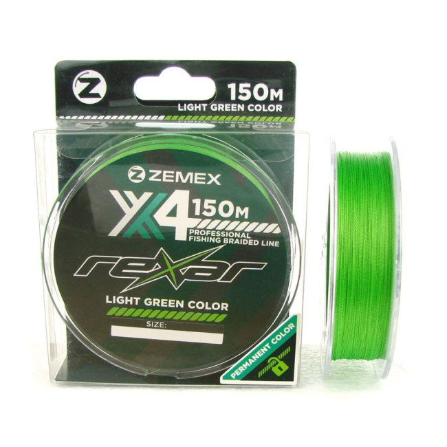 ПЛЕТЕНЫЙ ШНУР ZEMEX REXAR X4 150 M, D 0.18 MM, LIGHT GREEN - фото