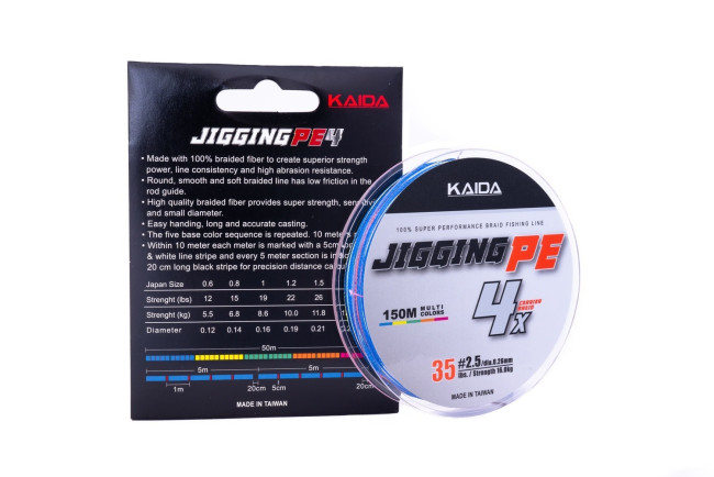 Шнур Kaida Jigging PE 4X 150м 0.14мм (6.8кг) - фото