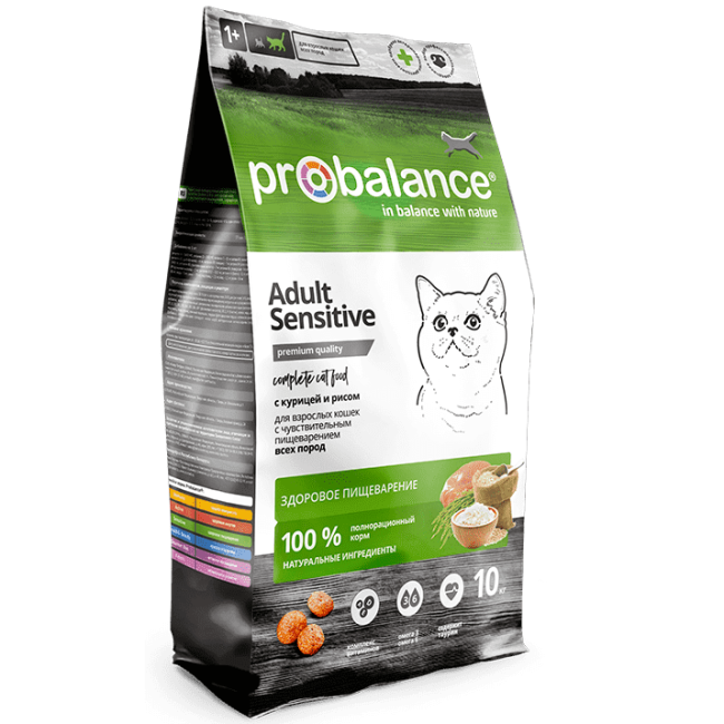 ProBalance Sensitive Корм для кошек с чувствительным пищеварением, курица и рис 10 кг