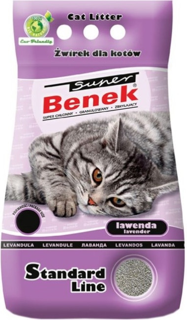 Наполнитель для туалета бентонитовый комкующийся SUPER BENEK Лаванда 5 л, 4 кг - фото1
