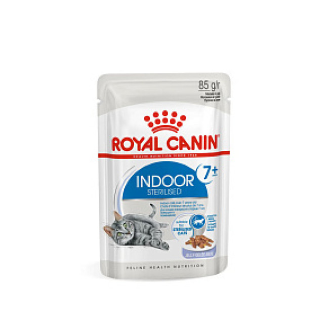 Royal Canin INDOOR STERILISED 7+ Корм консервированный полнорационный для кошек (в возрасте от 7 до 12 лет), живущих в помещении (мелкие кусочки в желе)