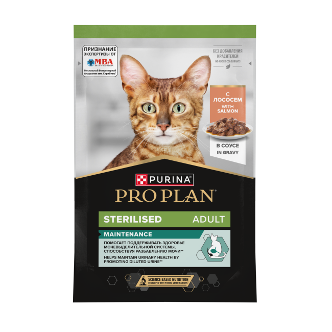 Pro Plan влажный корм для стерилизованных взрослых кошек всех пород, лосось в соусе 85гр
