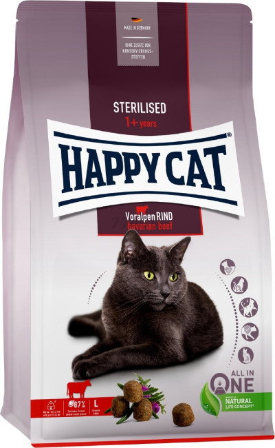 Сухой корм для стерилизованных кошек HAPPY CAT Sterilised Voralpen Rind говядина 10 кг