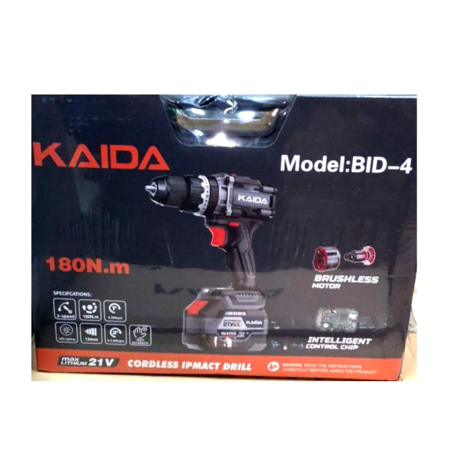 Шуруповерт-электробур Kaida BID-4 180 Нм, 21V, 2х8Ah в кейсе  фото-2