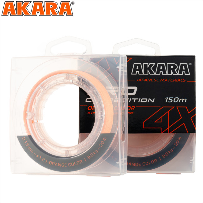 Леска плетёная Akara Competition Pro Orange X4 150м (оранжевый) 0.14mm фото-2 Леска плетёная Akara Competition Pro Orange X4 150м (оранжевый) 0.14mm фото-2