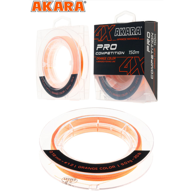 Леска плетёная Akara Competition Pro Orange X4 150м (оранжевый) 0.16mm фото-3 Леска плетёная Akara Competition Pro Orange X4 150м (оранжевый) 0.16mm фото-3
