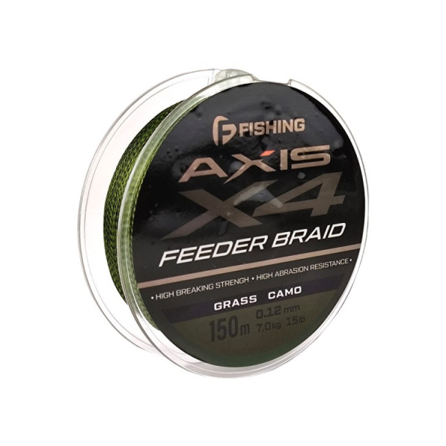 F-FISHING Шнур Axis Braid PE X4 Feeder 150м Grass Camo 0,12мм 7кг/15lb - фото1