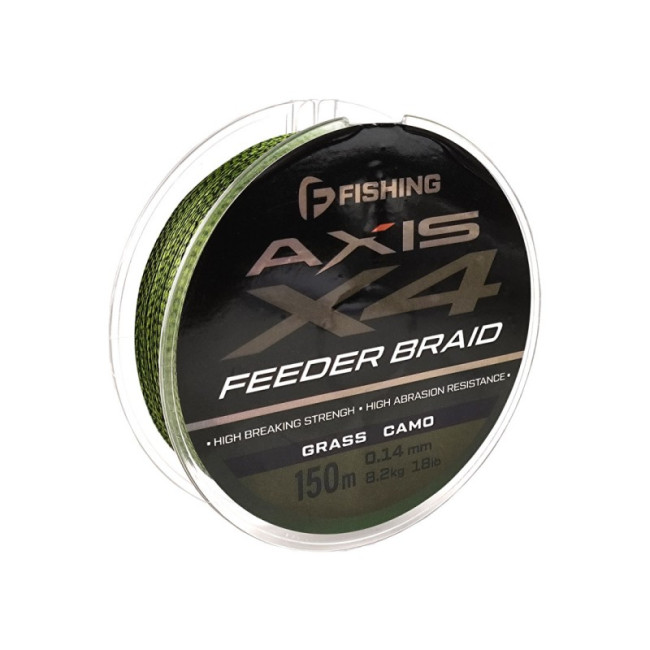 F-FISHING Шнур Axis Braid PE X4 Feeder 150м Grass Camo 0,14мм 8,2кг/18lb - фото1