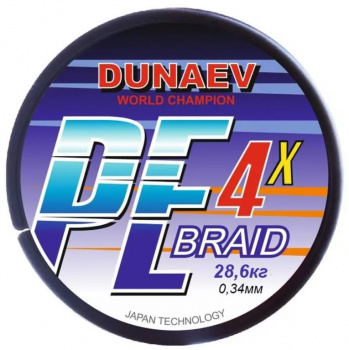 Шнур DUNAEV BRAID PE X4 150m 0.34мм - фото