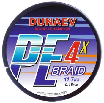 Шнур DUNAEV BRAID PE X4 150m 0.18мм - фото
