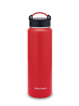 Термос-бутылка для активного образа жизни, объем 0,7 л. Эластичная ручка для удобной переноски. Яркий цвет, текстурное покрытие дополнительно защищает корпус от царапин. (красный) - фото