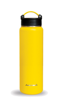 Термос-бутылка для активного образа жизни, объем 0,7 л. Эластичная ручка для удобной переноски. Яркий цвет, текстурное покрытие дополнительно защищает корпус от царапин. (желтый) - фото