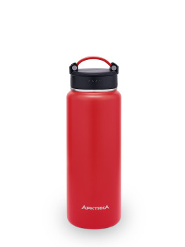 Термос-бутылка для активного образа жизни, объем 530 мл. Эластичная ручка для удобной переноски. Яркий цвет, текстурное покрытие дополнительно защищает корпус от царапин. (Красный) - фото