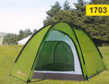 Палатка туристическая трёхместная (Д (220+100+100)×Ш220×В155) - фото