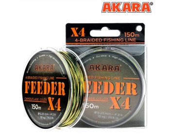 Плетёный шнур Akara Feeder X-4 Камуфляж (150м) 0.14mm - фото